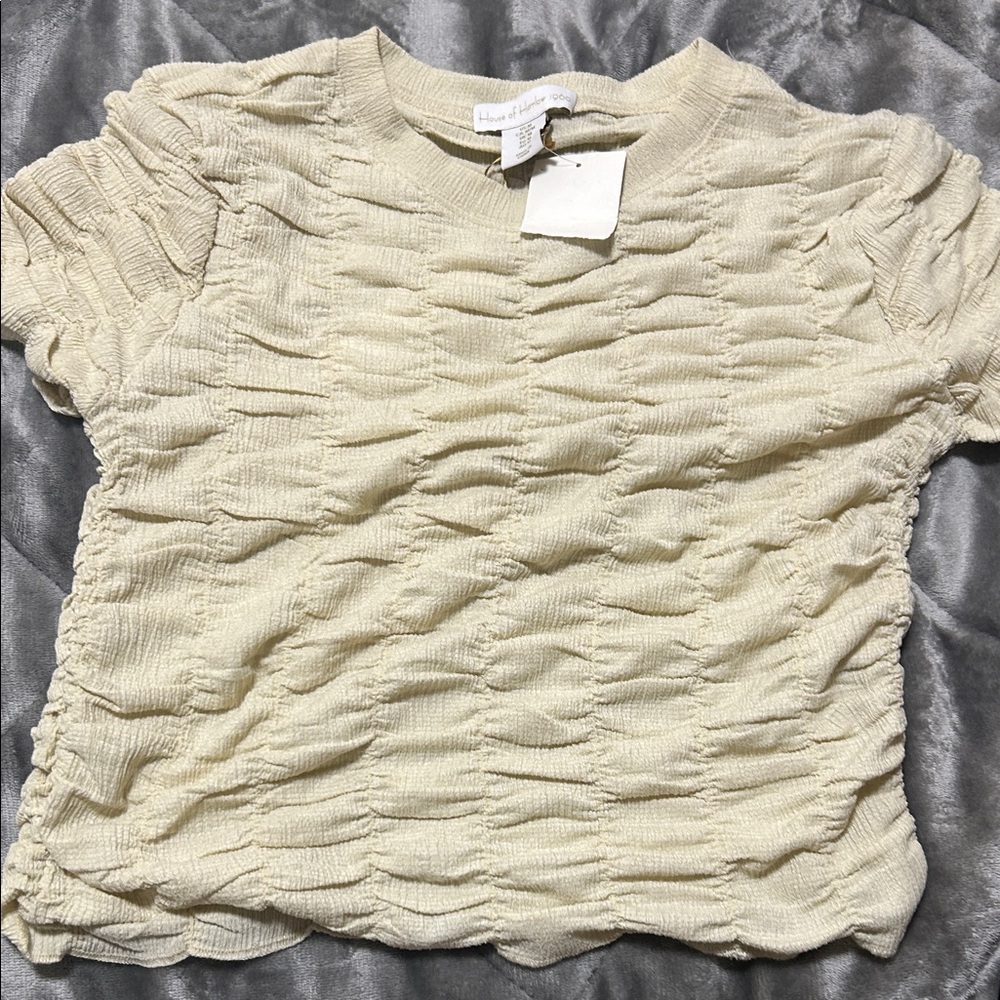 House of Harlow 1960 Beige Textured Short Sleeve Tee